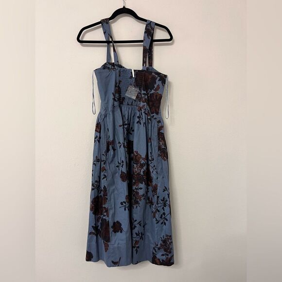 FREE PEOPLE Laters Baby Midi Dress in Storm blue and brown Combo Size Small - Picture 9 of 12
